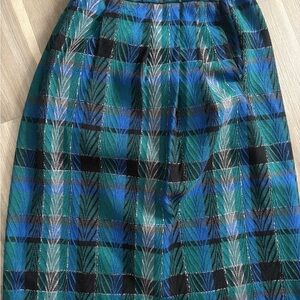 Vintage Hudson Jeans Blue and Green Plaid A-Line Skirt